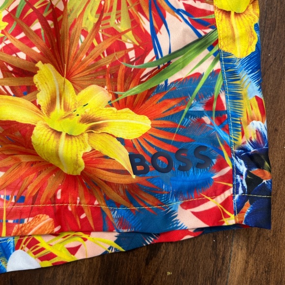 BOSS Hugo Piranha Swim Short Bright Orange Tropical Size XL Beach Swim Summer - Picture 5 of 15